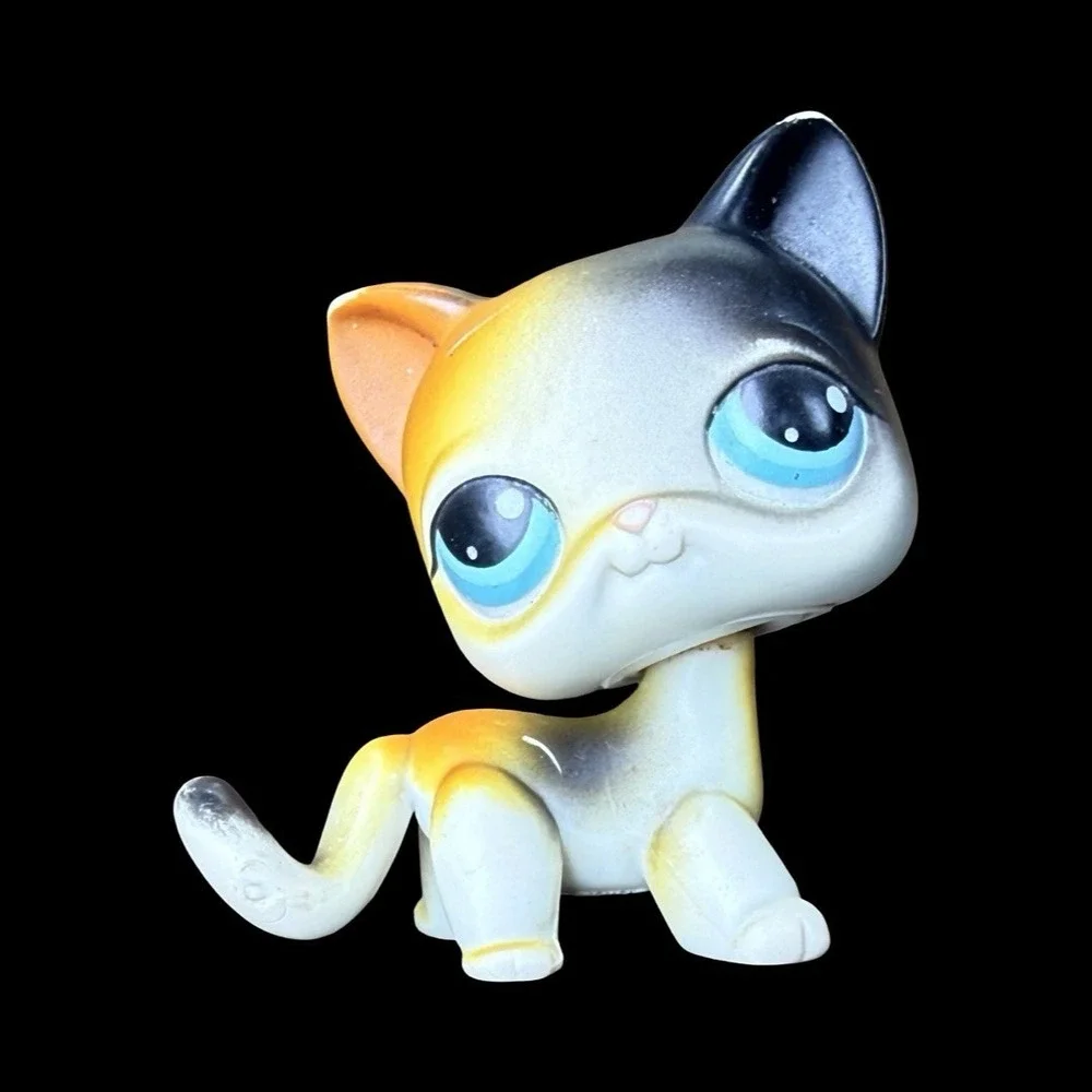 Littlest Pet Shop Authentic LPS 106 Shorthair Cat Orange Black Calico Blue Eyes
